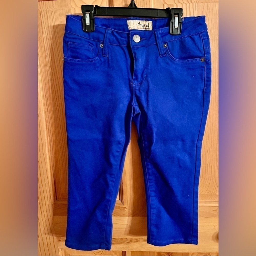 Hybrid & Co. Royal Blue Skinny Capri Pants Juniors Size 1 Stretch Cropped Denim